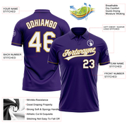 Custom Purple White-Old Gold Performance Vapor Golf Polo Shirt