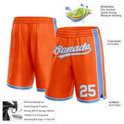 Custom Orange White-Light Blue Authentic Basketball Shorts
