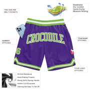 Custom Purple Neon Green-White Authentic Throwback Basketball Shorts