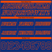 Custom Royal Orange Pinstripe Fade Fashion Authentic Basketball Shorts