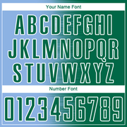 Custom Kelly Green Light Blue-White Gradient Line Sublimation Soccer Uniform Jersey