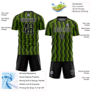 Custom Black Neon Green-White Geometric Shape Sublimation Soccer Uniform Jersey