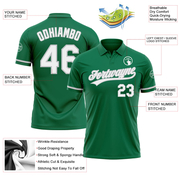 Custom Kelly Green White-Gray Performance Vapor Golf Polo Shirt