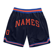 Custom Navy Orange-Royal Authentic Throwback Basketball Shorts