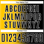 Custom Black Yellow-White Gradient Line Sublimation Soccer Uniform Jersey