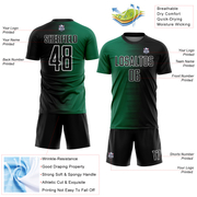 Custom Black Kelly Green-White Gradient Line Sublimation Soccer Uniform Jersey