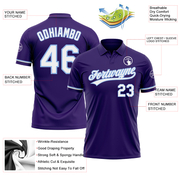 Custom Purple White-Light Blue Performance Vapor Golf Polo Shirt