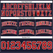 Custom Navy Red-White Authentic Throwback Basketball Shorts