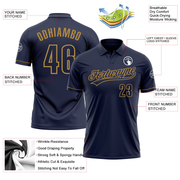 Custom Navy Navy-Old Gold Performance Vapor Golf Polo Shirt