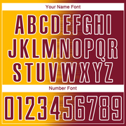 Custom Crimson Gold-White Gradient Line Sublimation Soccer Uniform Jersey