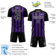 Custom Black Purple-White Line Sublimation Soccer Uniform Jersey
