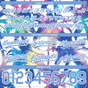 Custom White Light Blue 3D Pattern Hawaii Palm Trees Authentic Basketball Shorts