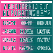 Custom Teal Pink-White Gradient Line Sublimation Soccer Uniform Jersey