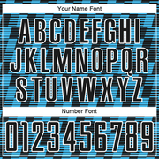 Custom Black Sky Blue-White Line Sublimation Soccer Uniform Jersey