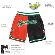Custom Orange Kelly Green-Black Authentic Throwback Split Fashion Basketball Shorts