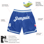 Custom Blue White-Light Blue Authentic Throwback Basketball Shorts