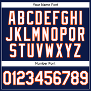 Custom Navy White-Orange Performance Vapor Golf Polo Shirt