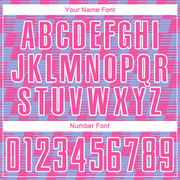 Custom Pink Light Blue-White Line Sublimation Soccer Uniform Jersey