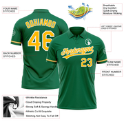 Custom Kelly Green Gold-White Performance Vapor Golf Polo Shirt