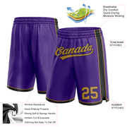 Custom Purple Old Gold-Black Authentic Basketball Shorts