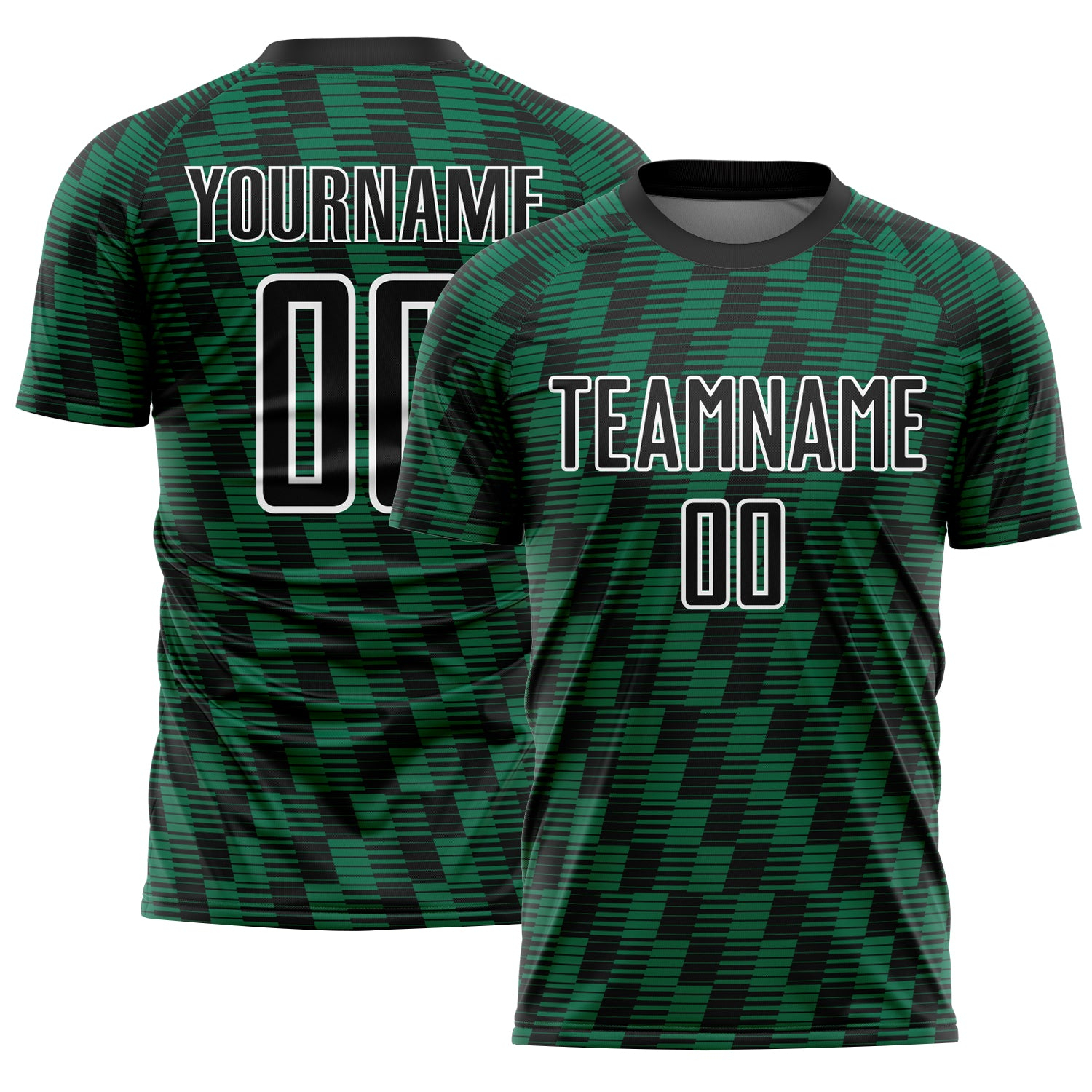 Custom Black Kelly Green-White Line Sublimation Soccer Uniform Jersey
