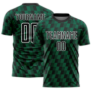 Custom Black Kelly Green-White Line Sublimation Soccer Uniform Jersey