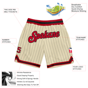 Custom Cream Black Pinstripe Red-Black Authentic Basketball Shorts