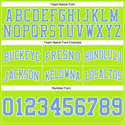 Custom Neon Green Light Blue-White Authentic Throwback Basketball Shorts