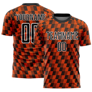 Custom Black Orange-White Line Sublimation Soccer Uniform Jersey