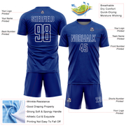 Custom Royal White Geometric Shape Sublimation Soccer Uniform Jersey