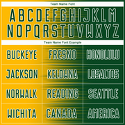 Custom Green Gold-White Gradient Line Sublimation Soccer Uniform Jersey