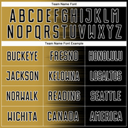 Custom Black Old Gold-White Gradient Line Sublimation Soccer Uniform Jersey