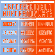 Custom Light Blue Orange-White Gradient Line Sublimation Soccer Uniform Jersey