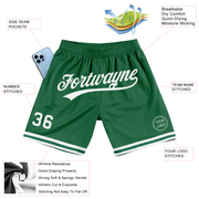 Custom Kelly Green White Authentic Throwback Basketball Shorts