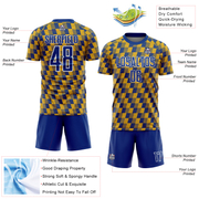 Custom Royal Gold-White Line Sublimation Soccer Uniform Jersey