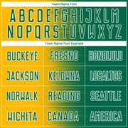 Custom Kelly Green Gold-White Gradient Line Sublimation Soccer Uniform Jersey