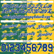 Custom Kelly Green Royal-Gold 3D Pattern Design Palm Trees Authentic Basketball Shorts