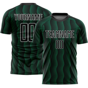 Custom Black Kelly Green-White Geometric Shape Sublimation Soccer Uniform Jersey