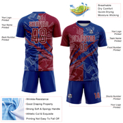Custom Graffiti Pattern Maroon-Royal Scratch Sublimation Soccer Uniform Jersey