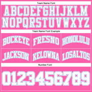 Custom Pink White-Light Blue Authentic Throwback Basketball Shorts