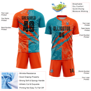 Custom Graffiti Pattern Black Teal-Orange Scratch Sublimation Soccer Uniform Jersey
