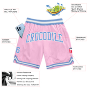 Custom Light Pink Light Blue-White Authentic Throwback Basketball Shorts