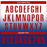 Custom White Red-Royal Sublimation Long Sleeve Fade Fashion Soccer Uniform Jersey