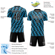 Custom Black Sky Blue-White Line Sublimation Soccer Uniform Jersey