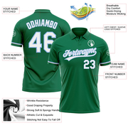 Custom Kelly Green White-Light Blue Performance Vapor Golf Polo Shirt