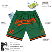 Custom Kelly Green Orange-Black Authentic Throwback Basketball Shorts