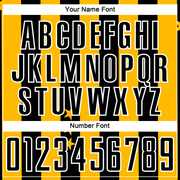 Custom Gold Black-White Stars And Squares Sublimation Soccer Uniform Jersey