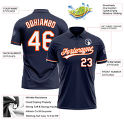 Custom Navy White-Orange Performance Vapor Golf Polo Shirt