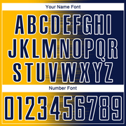 Custom Navy Gold-White Gradient Line Sublimation Soccer Uniform Jersey