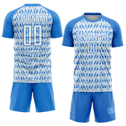 Custom Powder Blue White-Silver Abstract Geometric Pattern Sublimation Soccer Uniform Jersey